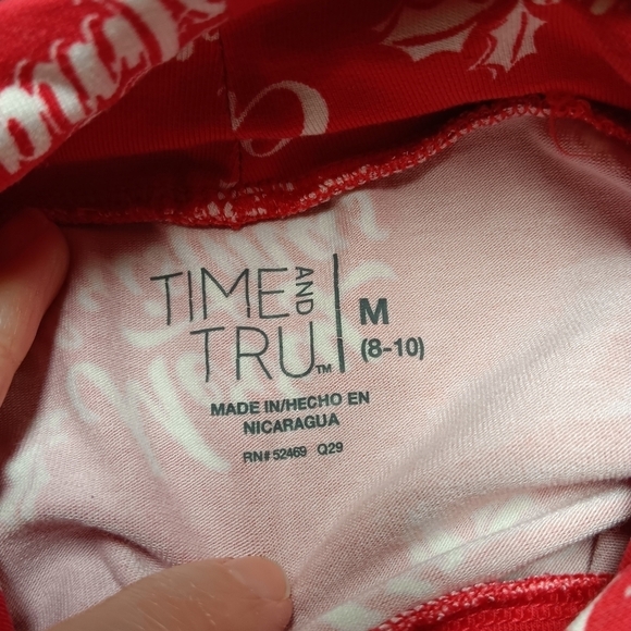 Time and Tru Merry Christmas Shirt Top Red Long Sleeve Fitted Mock Turtleneck - Picture 4 of 4